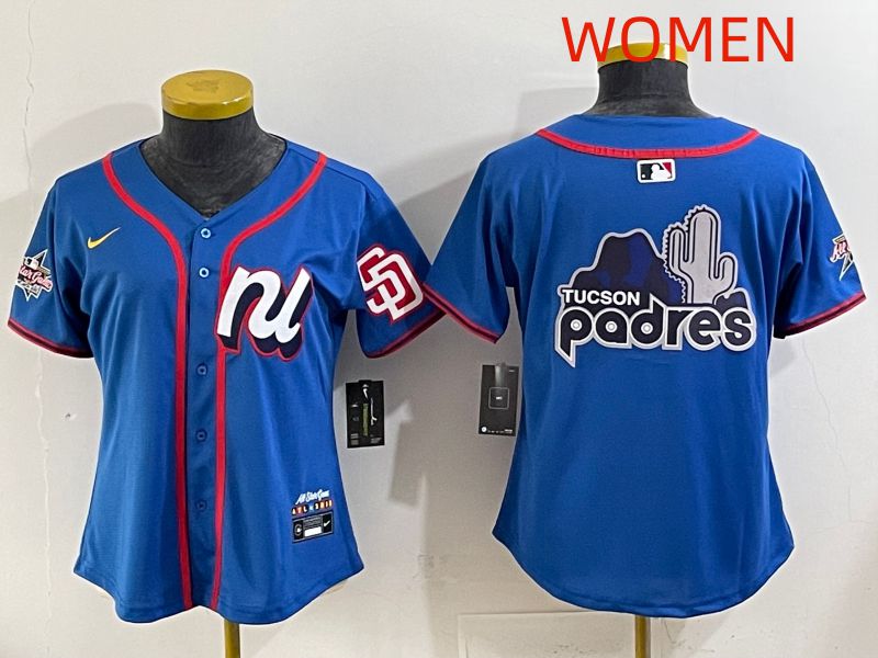 Women 2025 San Diego Padres Blank Blue All star Nike MLB Jersey style 03->women mlb jersey->Women Jersey